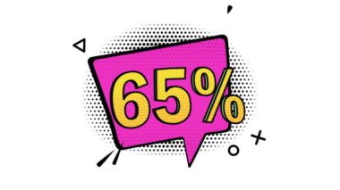 Animasyon,% 65 indirim, indirim, siyah cuma afişi, pop sanat afişi, komik tarz afişi, alfa kanalı