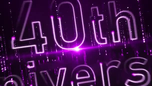 Felicitaciones Por 40º Aniversario Fondo Púrpura — Vídeos de Stock