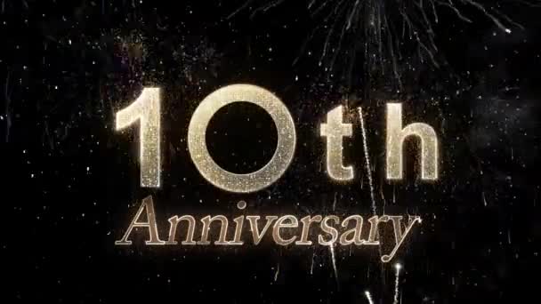 Beautiful Congratulations 10Th Anniversary Fireworks — Stock Video