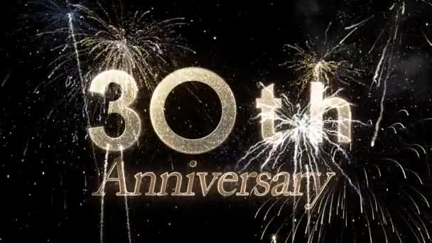 Beautiful Congratulations 30Th Anniversary Fireworks — Stock Video