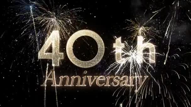 Mooie Felicitaties Met 40Ste Verjaardag Vuurwerk — Stockvideo