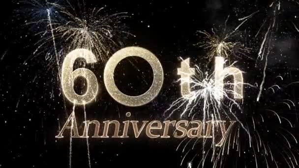 Beautiful Congratulations 60Th Anniversary Fireworks — Stock Video