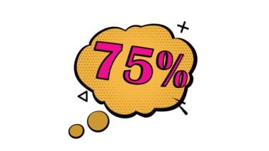 Animasyon,% 75 indirim, Kara Cuma afişi, pop sanat afişi, komik tarz afişi, alfa kanalı