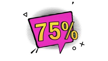 Animasyon,% 75 indirim, indirim, siyah cuma afişi, pop sanat afişi, komik tarz afişi, alfa kanalı