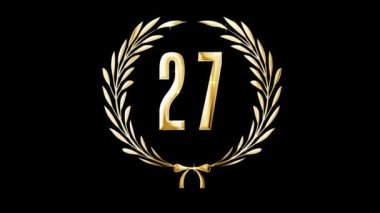 Altın defne çelengi ve 27 numaralı ödül, alfa kanalı.