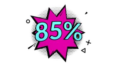 Animasyon,% 85 indirim, indirimli afiş, pop sanat afişi, çizgi roman tarzı afiş, alfa kanalı
