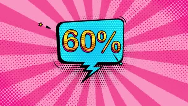 Відсотків Знижки Стилі Поп Арту Мультиплікаційний Стиль Продаж Знижка Інтернет — стокове відео