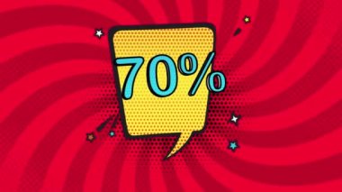 Pop sanat tarzı% 70 indirim, çizgi film stili, indirim, indirimli, yeni fiyat, Kara Cuma