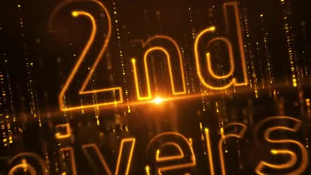Congratulations 2Nd Anniversary Golden Background — Vídeo de stock