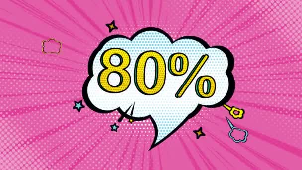 Pop Art Style Percent Discount Cartoon Style Sale Discount Online — Vídeo de stock