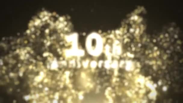 10Th Anniversary Greetings Gold Particular Congratulations Date — Stok video