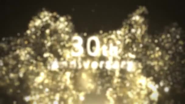 30Th Anniversary Greetings Gold Particular Congratulations Date — Stockvideo