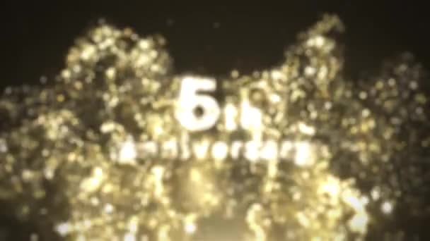 5Th Anniversary Greetings Gold Particular Congratulations Date — Stock Video