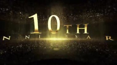 10th anniversary greetings, luxury background with particles, gold particles, congratulations