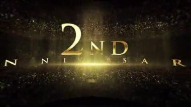 2nd anniversary greetings, luxury background with particles, golden particles, congratulations
