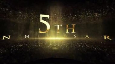 5th anniversary greetings, luxury background with particles, golden particles, congratulations