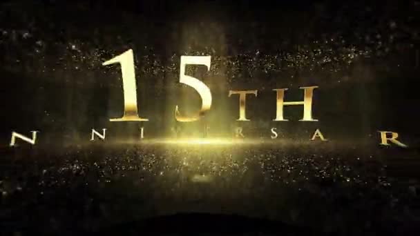 15Th Anniversary Greetings Luxury Background Particles Golden Particles Congratulations — Stockvideo