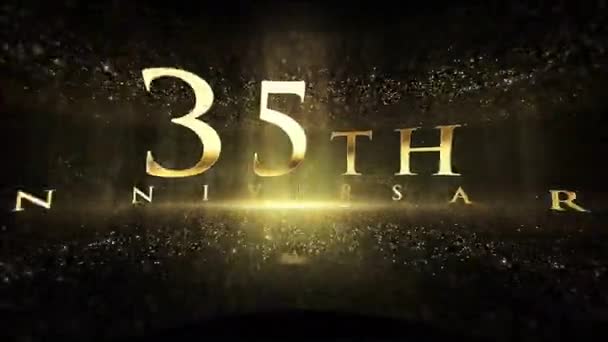 Χαιρετισμούς 35Ης Επετείου Πολυτελές Φόντο Σωματίδια Χρυσά Σωματίδια Συγχαρητήρια — Αρχείο Βίντεο