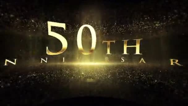 50周年記念の挨拶粒子と豪華な背景黄金の粒子おめでとう — ストック動画