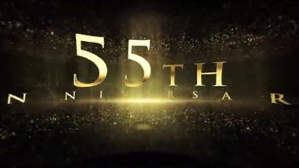 55Η Επέτειος Χαιρετισμοί Πολυτελές Φόντο Σωματίδια Χρυσά Σωματίδια Συγχαρητήρια — Αρχείο Βίντεο
