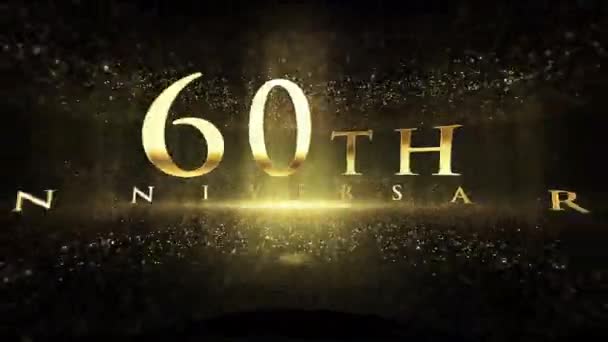 60Η Επέτειος Χαιρετισμούς Πολυτελές Φόντο Σωματίδια Σωματίδια Χρυσού Συγχαρητήρια — Αρχείο Βίντεο