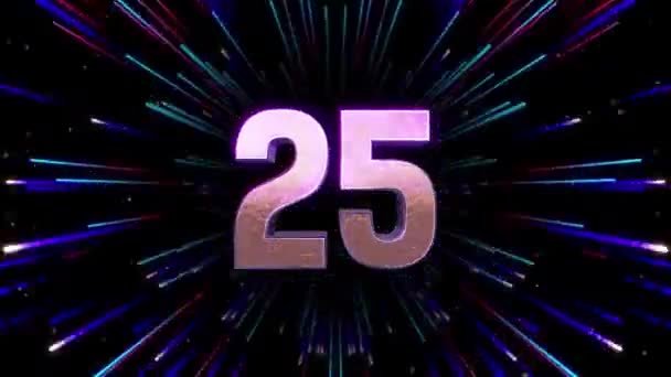 Countdown Seconds Neon Portal Time Timer Ends Black Background — Vídeo de stock