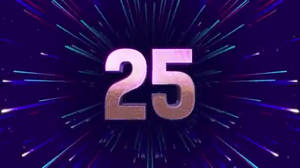 Countdown Seconds Neon Portal Time Timer Ends Blue Background — Vídeo de stock