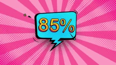 85 percent discount in pop art style, cartoon style, sale, discount, online store, new price