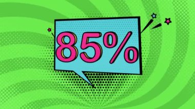 Pop art style 85 percent discount, cartoon style, sale, discount, online store