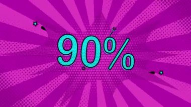 Pop art style 90 percent discount, cartoon style, sale, discount, new price, black friday, shopping, off
