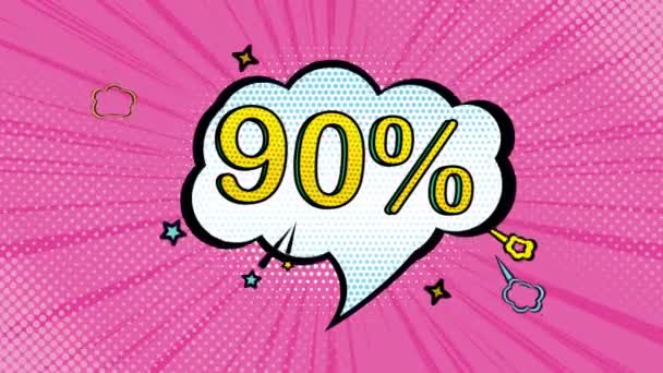 Pop Art Style Percent Discount Cartoon Style Sale Discount Online — Vídeo de Stock