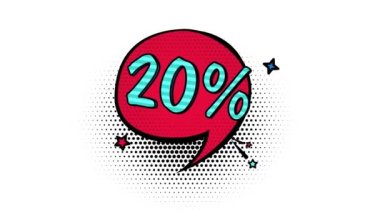 Comic book style banner, 20 percent discount, promotion banner, sale, alpha channel