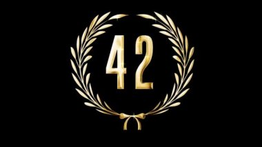 Golden laurel wreath and number 42, award, alpha channel