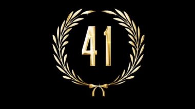Golden laurel wreath and number 41, award, alpha channel