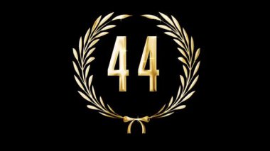 Golden laurel wreath and number 44, award, alpha channel