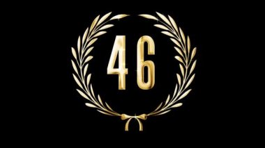 Golden laurel wreath and number 46, award, alpha channel