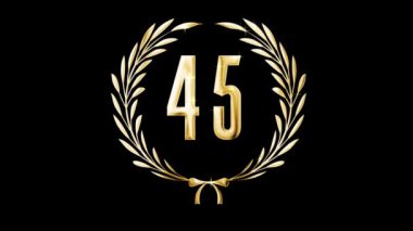Golden laurel wreath and number 45, award, alpha channel
