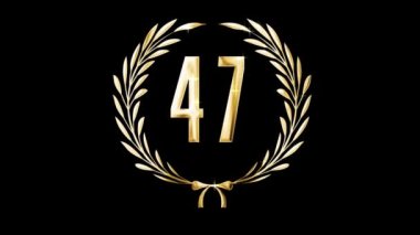 Golden laurel wreath and number 47, award, alpha channel