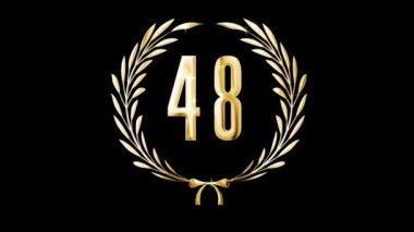 Golden laurel wreath and number 48, award, alpha channel