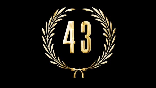 Golden Laurel Wreath Number Award Alpha Channel — ストック動画