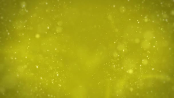 雪の結晶 雪の結晶と粒子が飛んでいる黄色の背景 — ストック動画