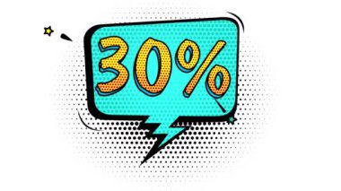 Comic book style banner, 30 percent discount, promotional banner, sale, discount, art style, alpha channel