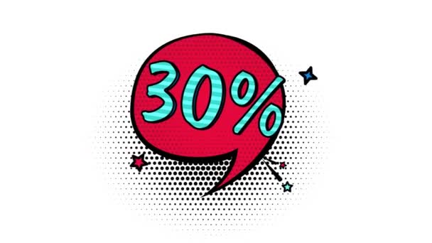 Comic Book Style Banner Percent Discount Promotion Banner Sale Alpha — Stock video