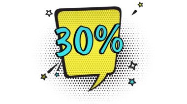 Comic book style banner, 30 percent discount, sale, discount, art style, alpha channel