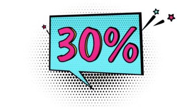 Comic book style banner, promotional banner, 30 percent discount, sale, discount, art style, alpha channel