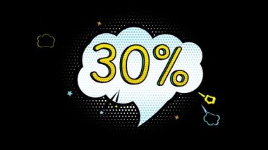 Comic style banner, 30 percent discount, promotional banner, sale, art style, alpha channel