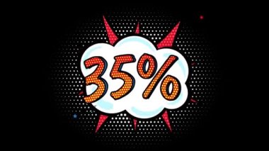 Comic book style banner, 35 percent discount, sale, alpha channel