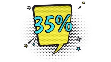 Comic book style banner, 35 percent discount, sale, discount, art style, alpha channel