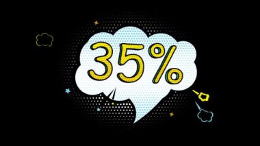 Comic style banner, 35 percent discount, promotional banner, sale, art style, alpha channel