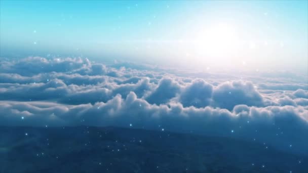 Gökyüzünde Güzel Beyaz Bulutlar Bulutların Üzerinde Uçan Güneş — Stok video